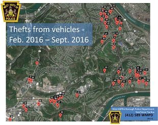 On the map:   Thefts from vehicles